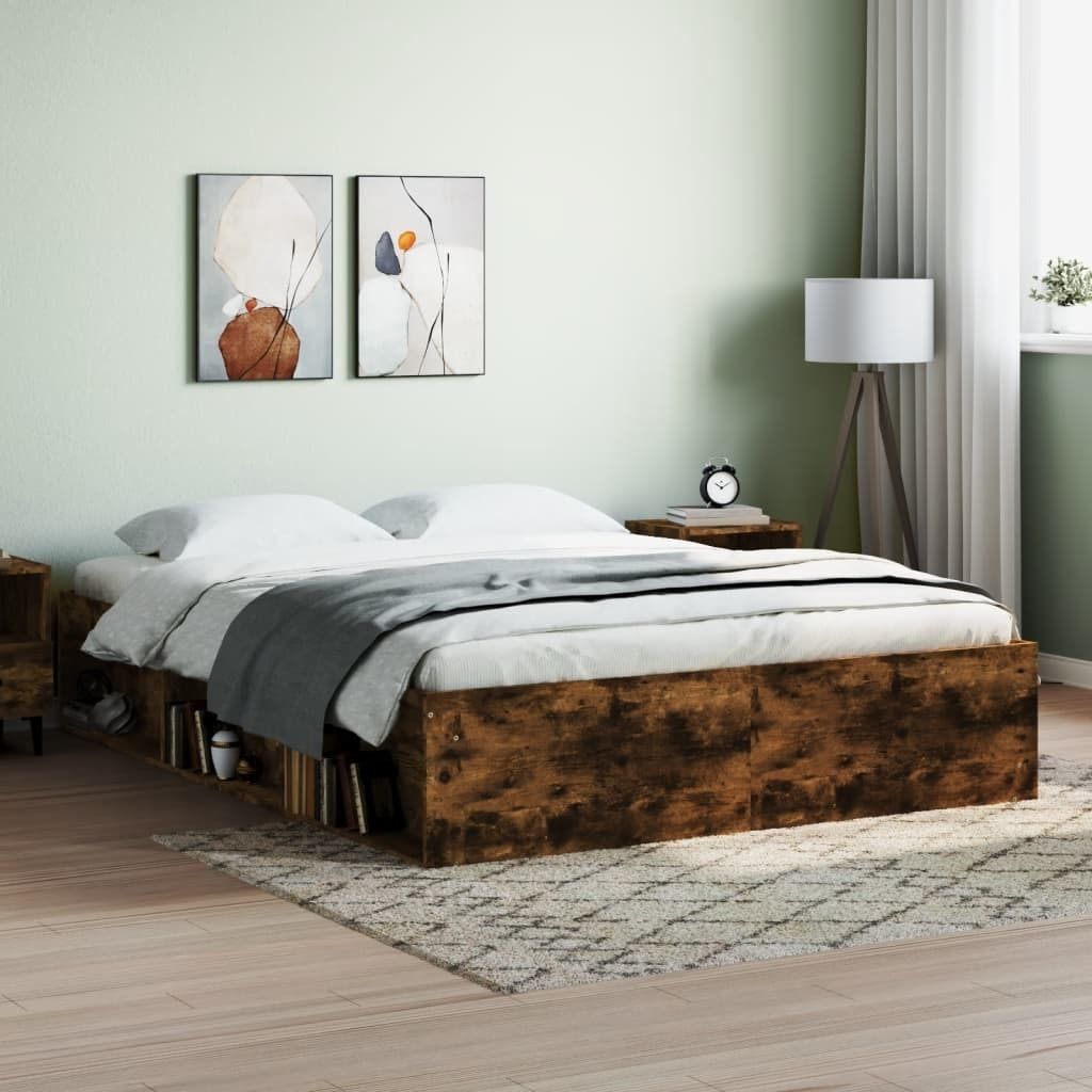 Maison Exclusive - Bettgestell Räuchereiche 140x200 cm