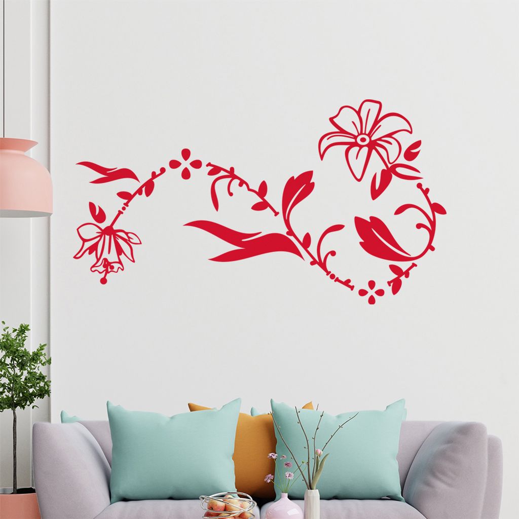 Blumen -Ranken Wandtattoo in 6 Größen - Wandaufkleber Wall Sticker - Dekoration, Küche, Wohnzimmer, Schlafzimmer, Badezimmer