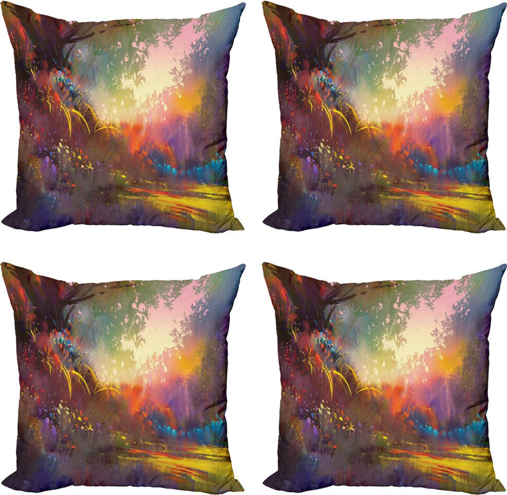 ABAKUHAUS Fantasie Kissenbezug Set (4 Stück), See-Kunst-Bürsten, Moderner Doppelseitiger Digitaldruck, 45 cm x 45 cm, Mehrfarbig