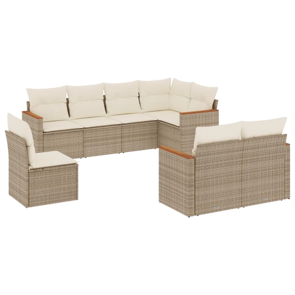 "2026 MODERNE" 8-tlg. Garten-Lounge-Set - elegantes Design - Sitzgruppe/Gartengarnitur - mit Kissen Beige Poly Rattan - Terassenmöbel NeuMöbel840271