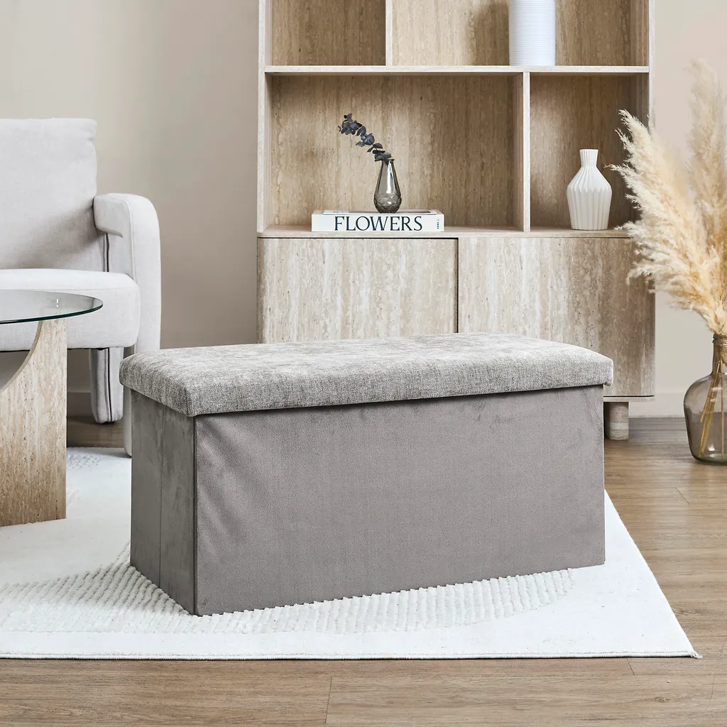 Coffre de Rangement Pliable Emilia Marron - Solution Anti-Désordre Salon