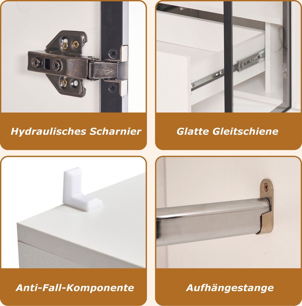 okwish Kleiderschrank mit 3 Glastüren, 1 Schublade und 1 Produktbild 8