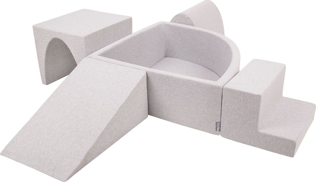 KiddyMoon Spielplatz Aus Schaumstoff Mit 200 Bälle 7cm Hindernisläufen Version 3 Viertel Eckig Bällebad Mit Bunten Bällen Für Babys Und Kinder