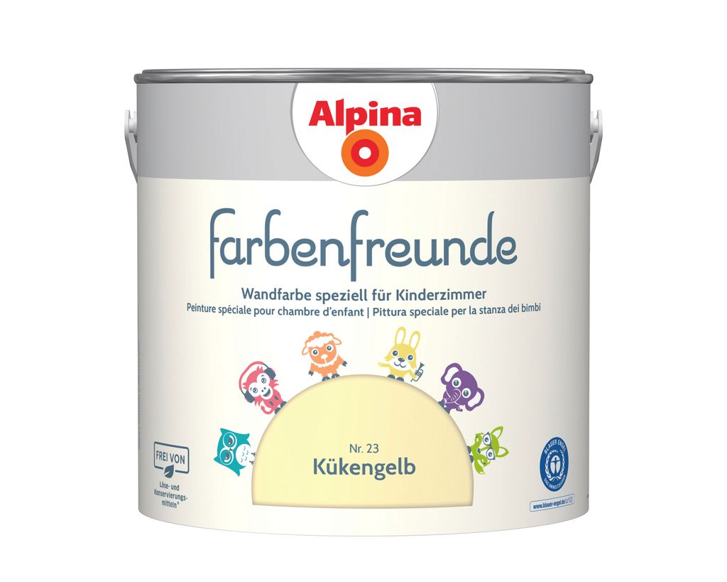 Alpina Farbenfreunde Wandfarbe Nr. 23 kükengelb 2,5 L matt Produktbild 