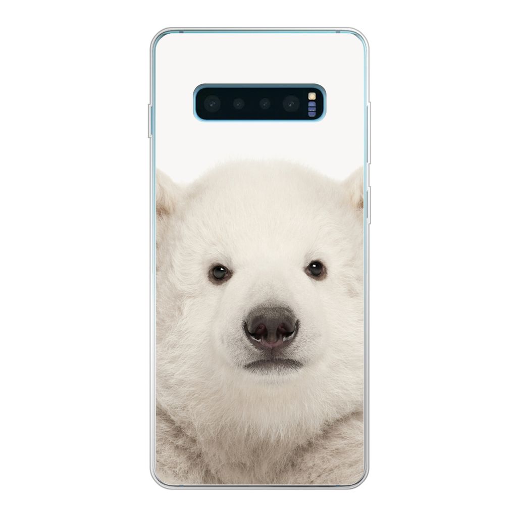 MuchoWow Handyhülle Schutzhülle Hülle für Samsung Galaxy S10 Lite Eisbär - Tiere - Weiß - Kinder - Jungen - Mädchen Silikon Softcase Handy...