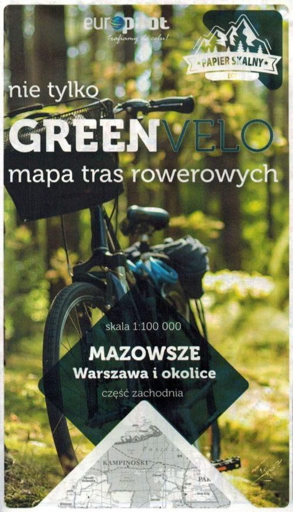 Warschau und Umgebung, westlicher Teil. Masowien. Wasserfeste Radkarte. Nicht nur Green Velo. Euro Pilot.