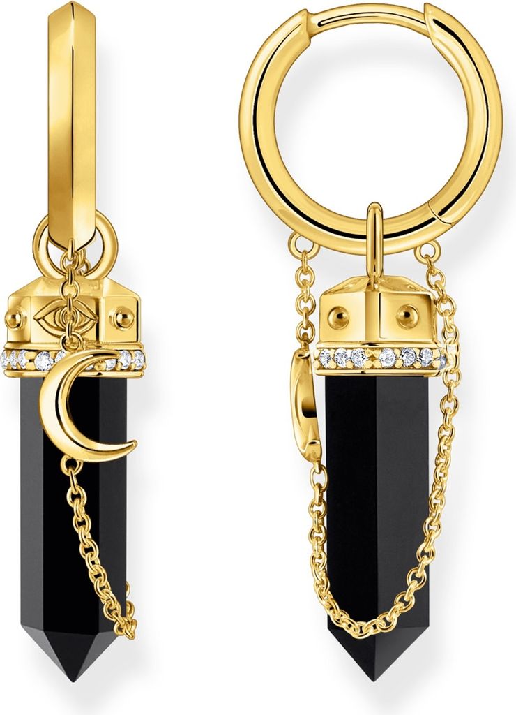 Thomas Sabo Creolen Uni Kosmische Talismane Onyx Anhänger und Kette Gelbgoldfarben Schwarz Weiß CR722-177-11