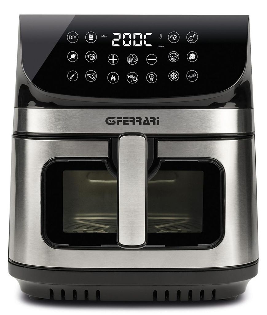 G3 Ferrari Heißluftfritteuse G10215 Friggisano Star 9 l, 2200 W, 12 Programme, digitales Touch-Display, schwarz, Edelstahl