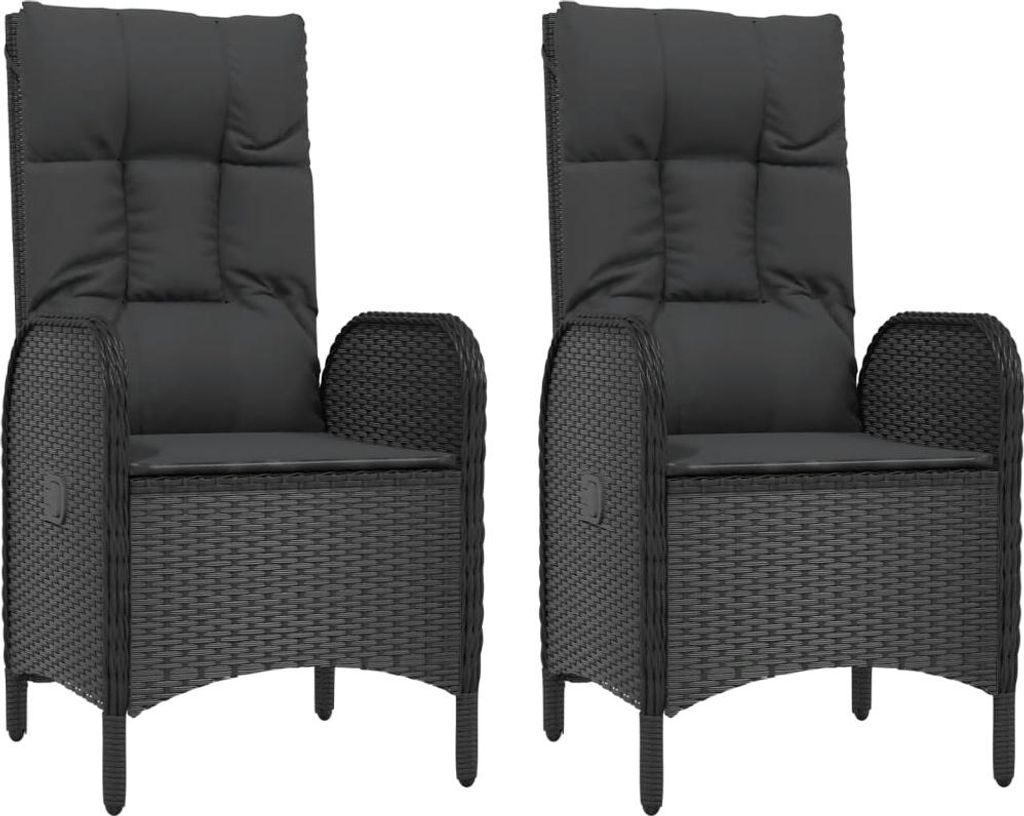 vidaXL Gartenstühle 2 Stk. Poly Rattan Schwarz Produktbild 