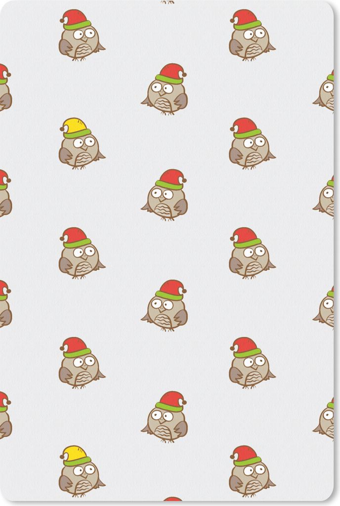 MuchoWow Mauspad Mousepad Eule - Weihnachtsmannmütze - Cartoon - Kind - Design 18x27 cm - Mousepads - Maus Mat - Pad - Mausunterlage