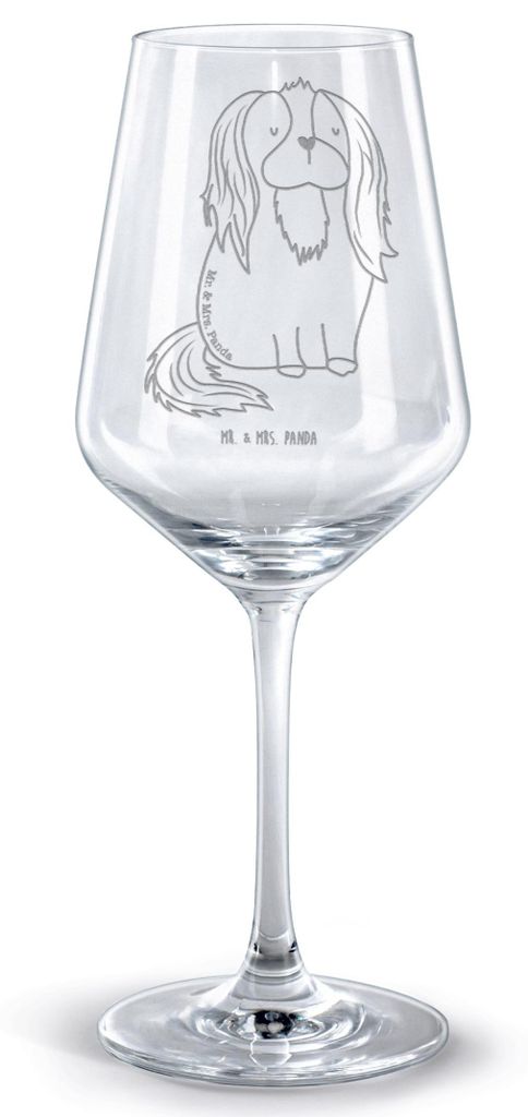 Mr. & Mrs. Panda weinglas graviert Hund Cavalier King Charles Spaniel - Transparent - Geschenk, Rotweinglas mit Gravur, Spruch, graviertes, glas f...