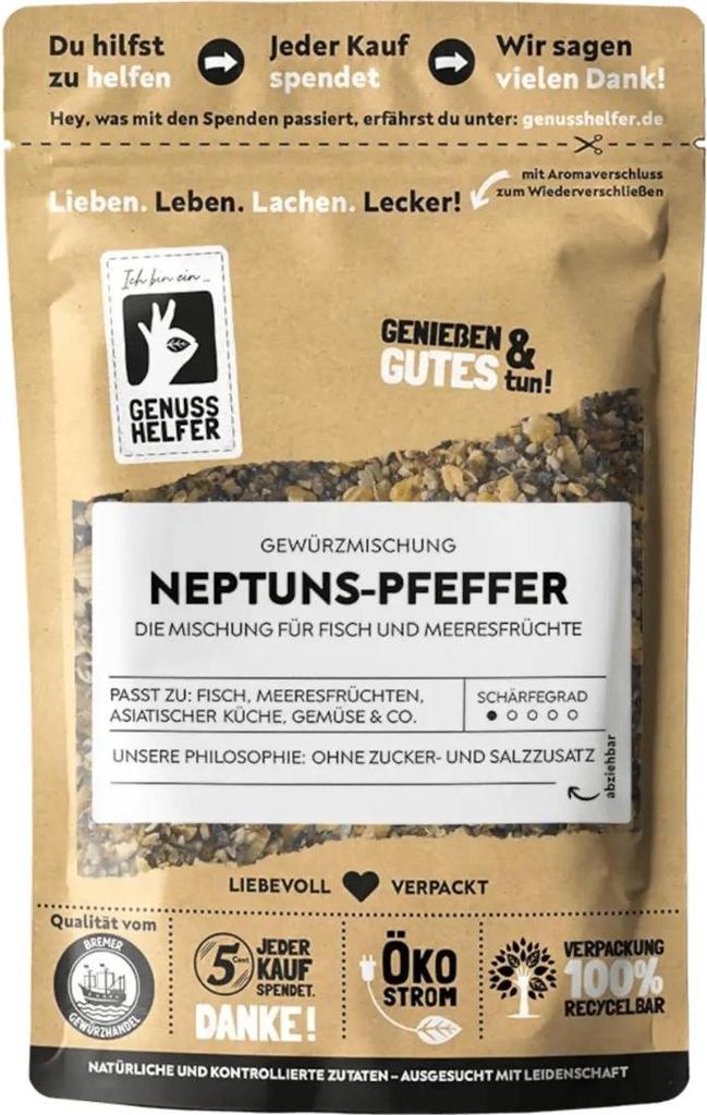 Neptuns-Pfeffer, gemahlen, Fischgewürz, Lachsgewürz, ideal zum Kochen und Grillen, 50g