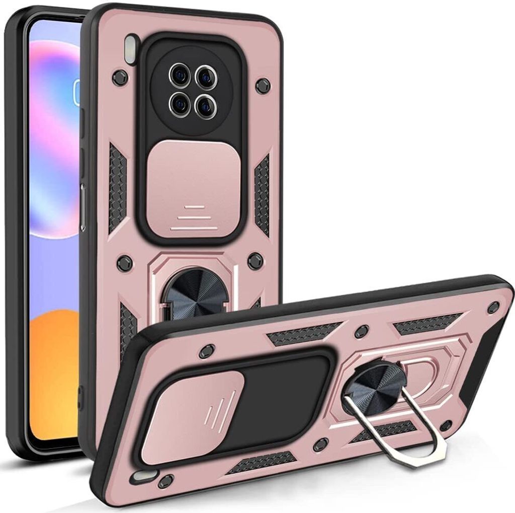 Huawei Y9A Hülle mit 360° Drehbarer Magnetische Ring Ständer Halter Dia Kameraschutz TPU Bumper Silikon Schutzhülle für Huawei Y9A Rosa