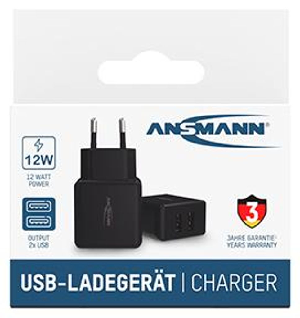 Ansmann Home Charger HC212 2xUSB 2400mA noir Image du produit 