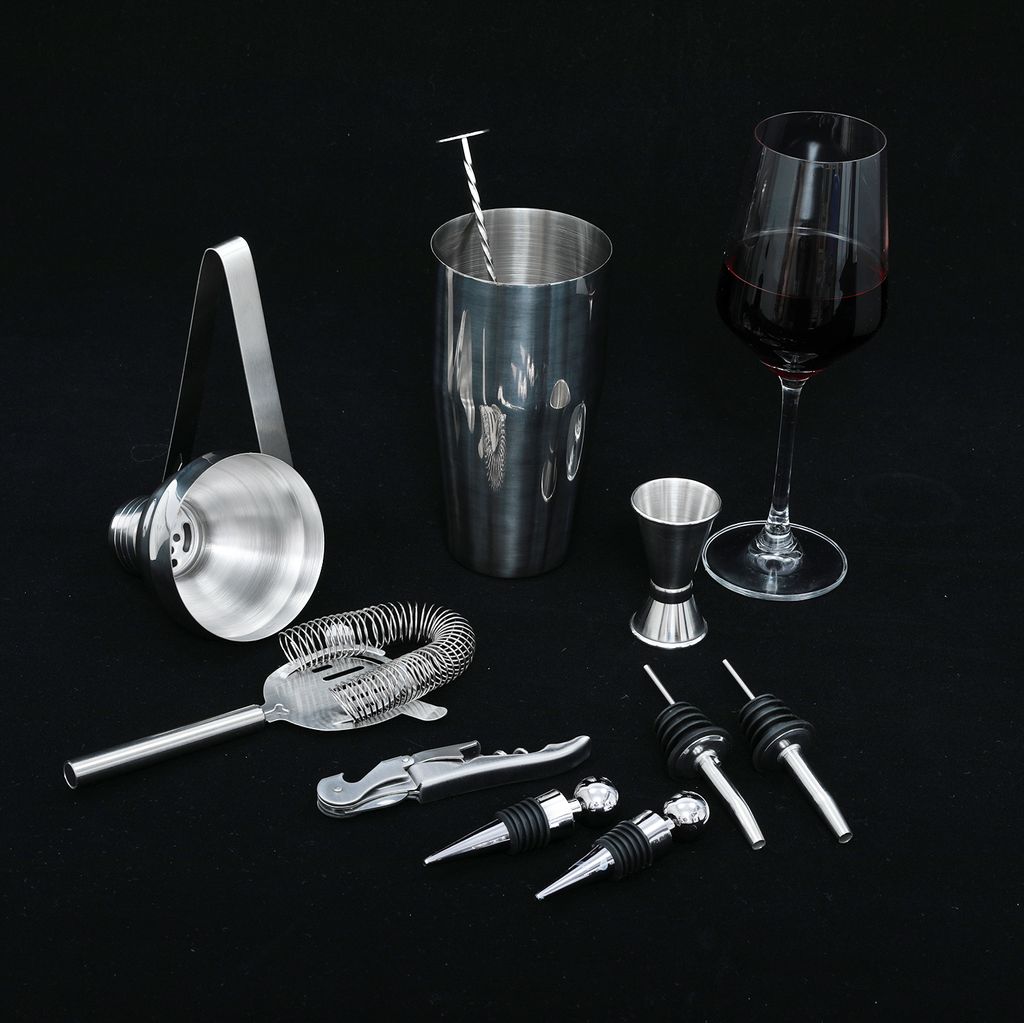 Cocktail Shaker Set, 750ml Stainless Steel Cocktail Mixing Set with Stand, Bartending Kit for Home, Bar,12 Pcs Bar Tool Kit for Christmas, Birthday