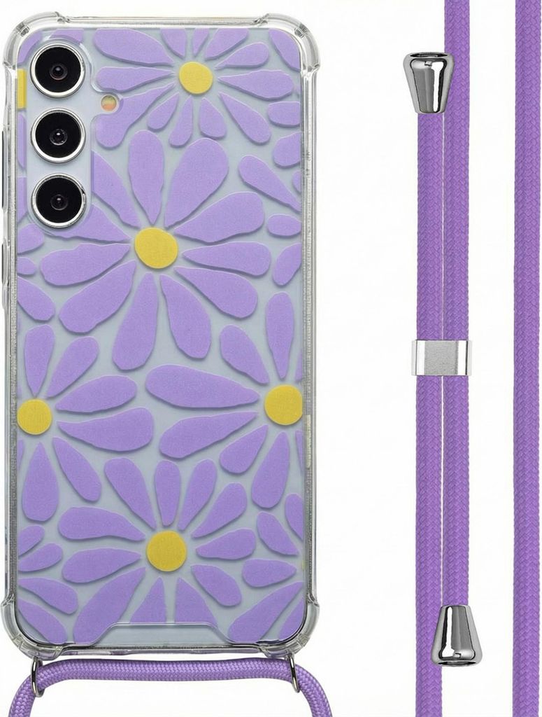 imoshion Design Hülle mit Band Samsung Galaxy A55 - Tropical Violet Flowers Connect
