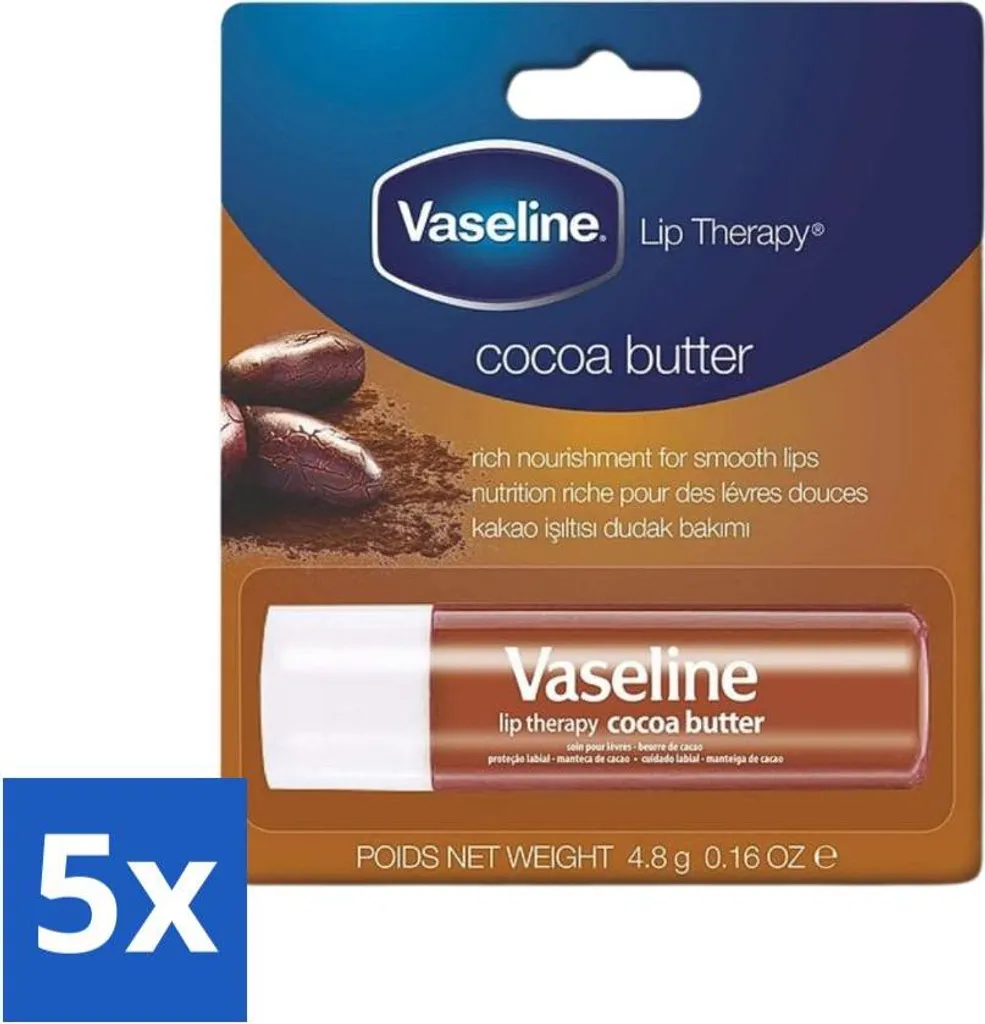 Vaselina Burro di Cacao Stick Labbra 4,8g Pack 5 Pezzi - Offerta Risparmio