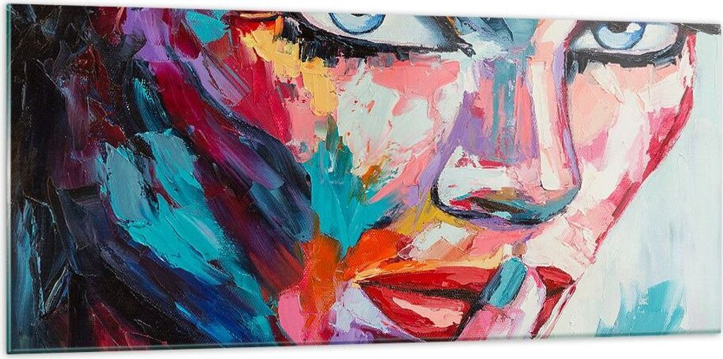 Bilder auf glas - Mädchen Gesicht - 120x50cm - Glasbilder - Wandbilder - Kunstdruck - zum Aufhängen bereit - Wanddekoration aus Glas - Glas Bilde...