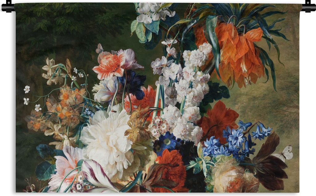 MuchoWow Wandteppich Wandbehang Kunst - Alte Meister - Blumenstrauß in einer Urne 120x80 cm Tapisserie Dekoration Wandtuch - Wanddekorationen - ...