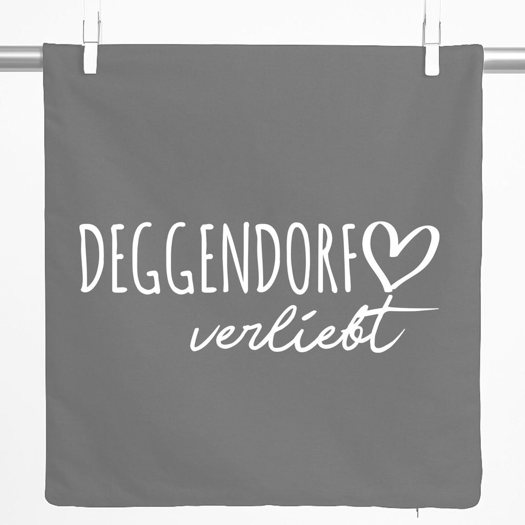 Huuraa Kissenbezug Deggendorf verliebt 40x40cm Steel Grey Baumwolle Dekokissenbezug Geschenkidee