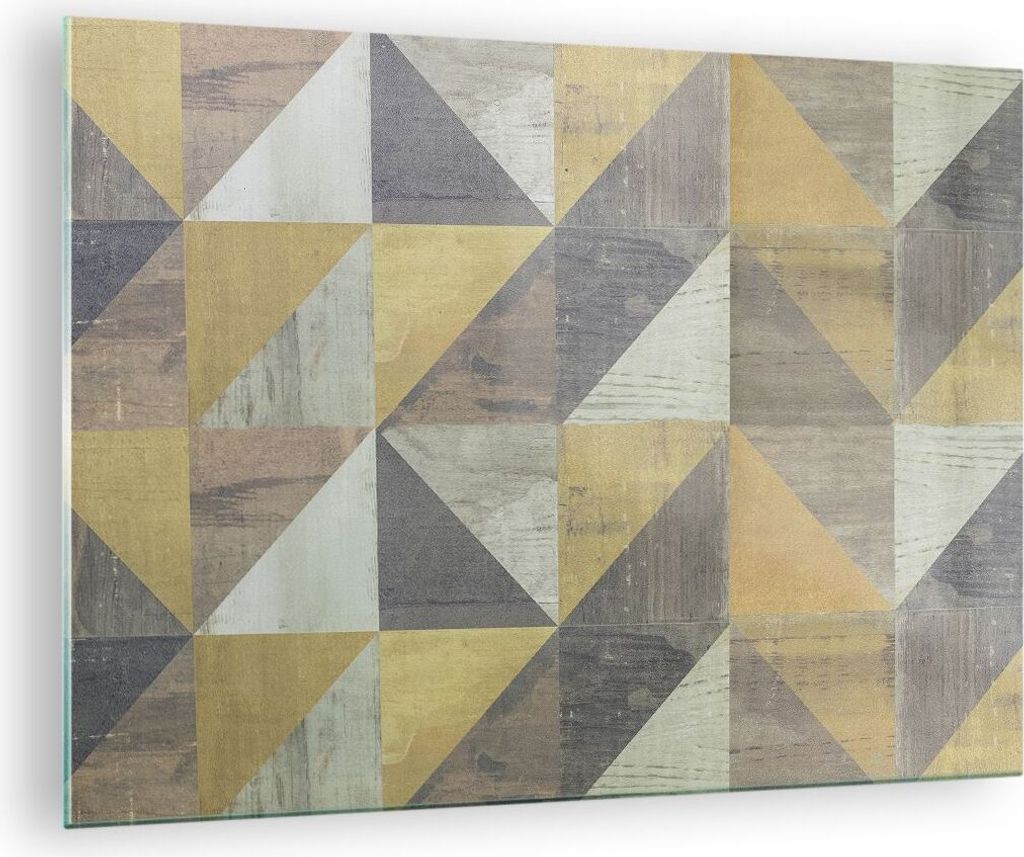 Bilder auf glas - Einteilig - Abstraktion Geometrisch Dreiecke - 70x50cm - Glasbilder - Wandbilder - Bilder - Wanddekoration aus Glas - Glas Bilder...