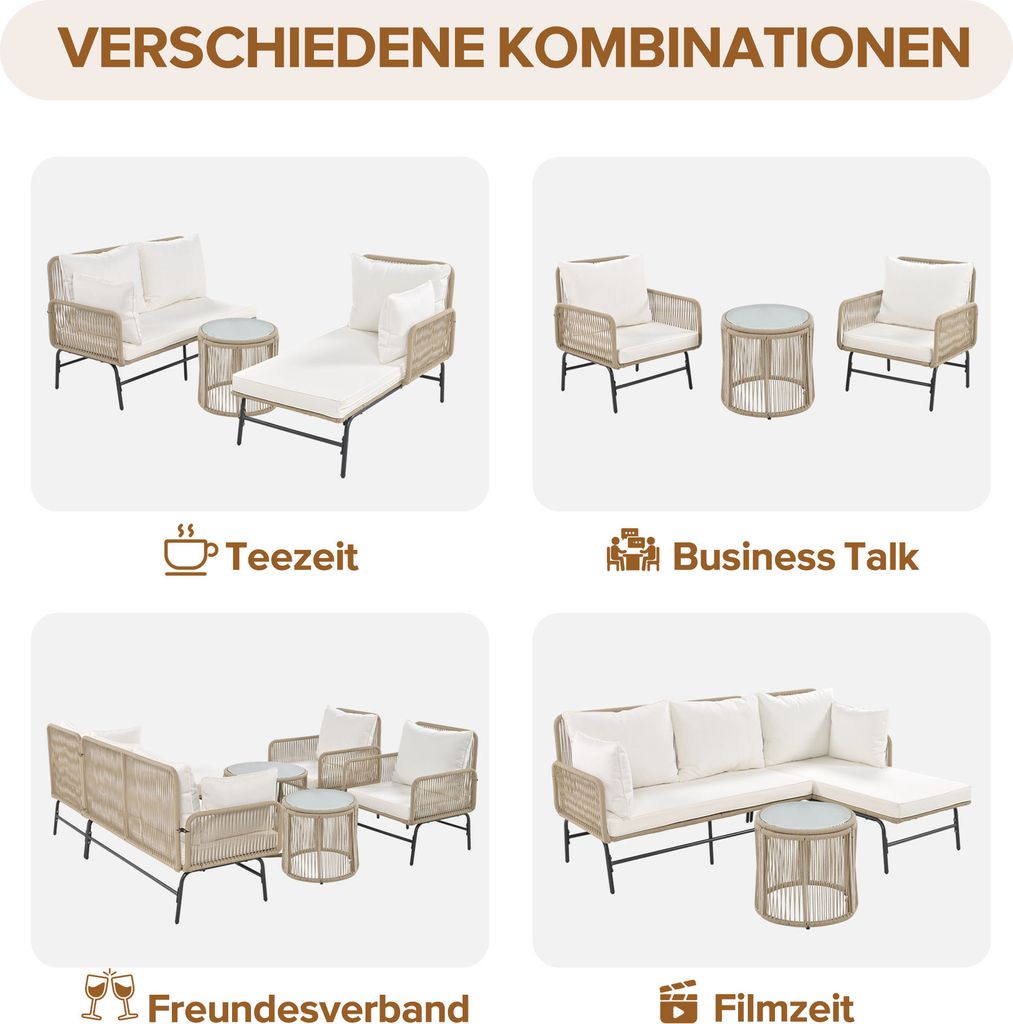 Flieks Gartenlounge Set 6-Sitzer, Gartenmöbel Sets mit 2 Produktbild 7