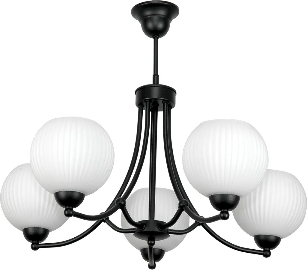 Lustre Suspension Classique en Verre et Métal Noir Modèle Bodo 15-390