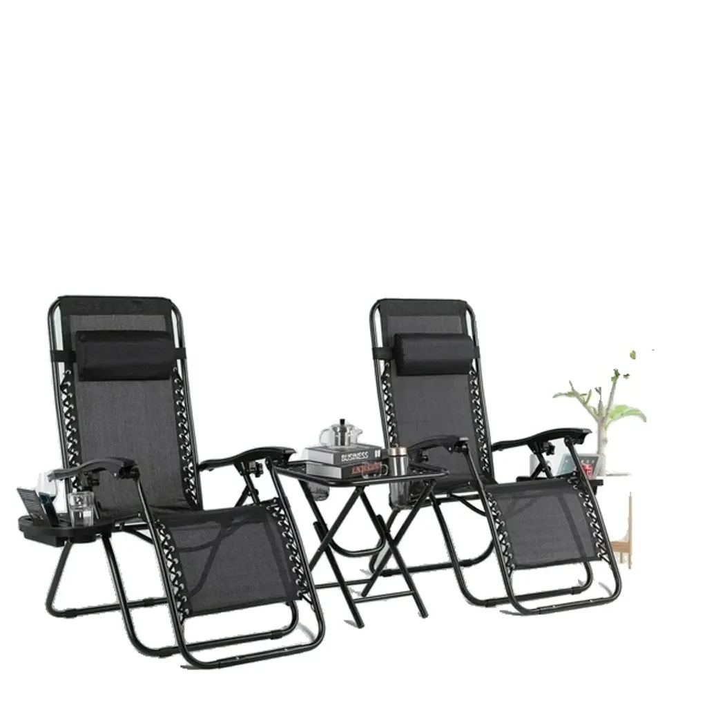 Fauteuil de Jardin Ergonomique Anti-Mal de Dos Zero Gravity Noir