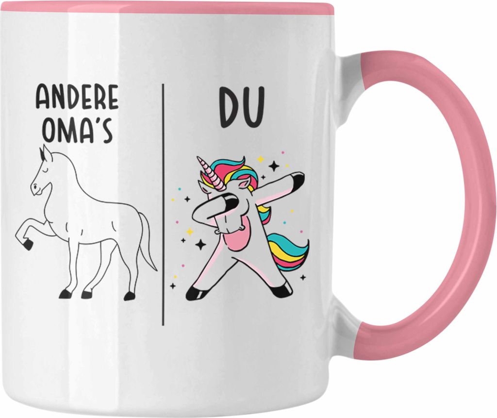 Trendation - Oma Tasse Lustig Geschenk mit Spruch Beste Großmutter Kaffeetasse Einhorn (Rosa)