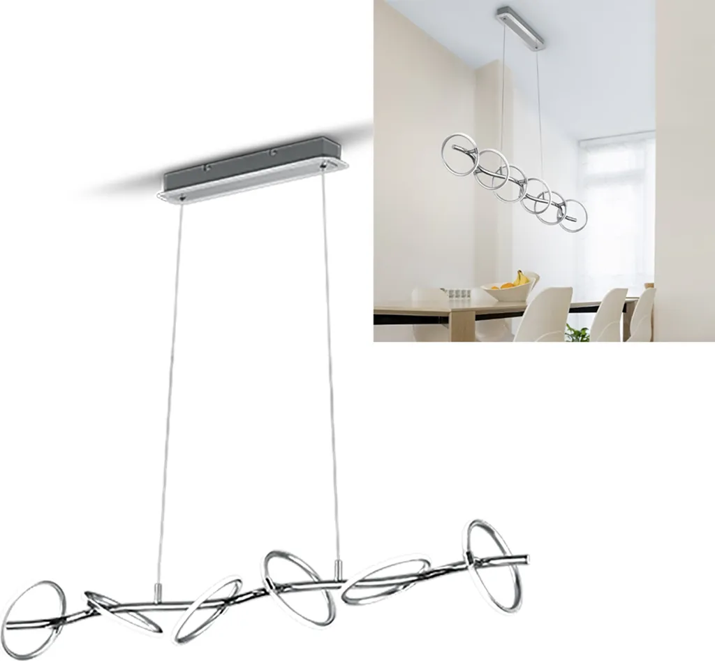 Suspension LED 6x4,2W Noire Design Moderne pour Salon et Salle à Manger