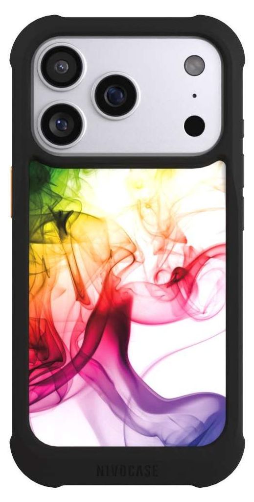 NIVOCASE Hülle für Apple iPhone 17 Pro Stoßfeste Handyhülle NIVOmax Case Schwarz Farbe Regenbogen Wasser