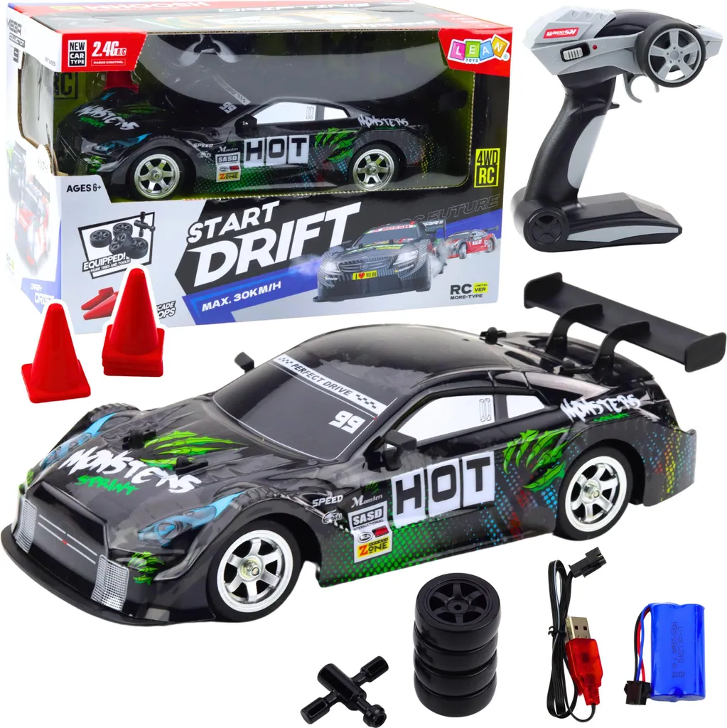 Voiture de Drift RC 30 km/h - Modèle 1:16 Rapide avec Pneus de Rechange