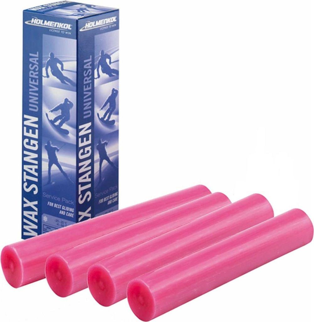 A box of pink ski wax sticks on a white background.