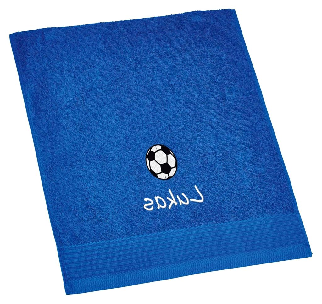 Handtuch Bestickt mit Namen und Motiv - 50x100 cm - blau - weiches Badehandtuch - Geschenk