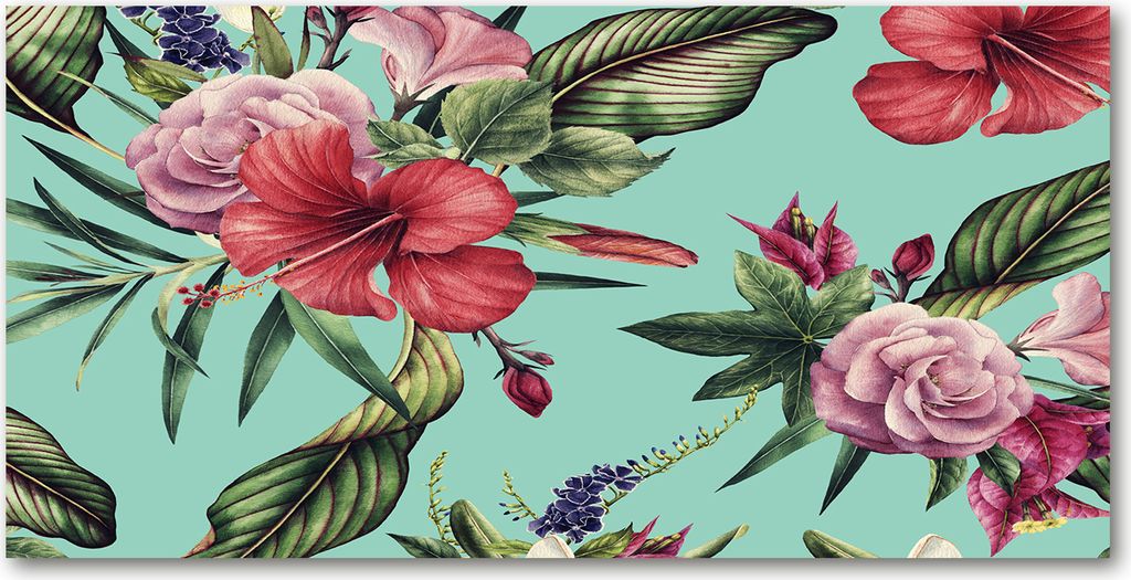 Tulup Leinwandbild - 140x70 cm - Wandkunst - Drucke auf Leinwand - Leinwanddruck - Blumen & Pflanzen - Mehrfarbig - Tropische Blumen
