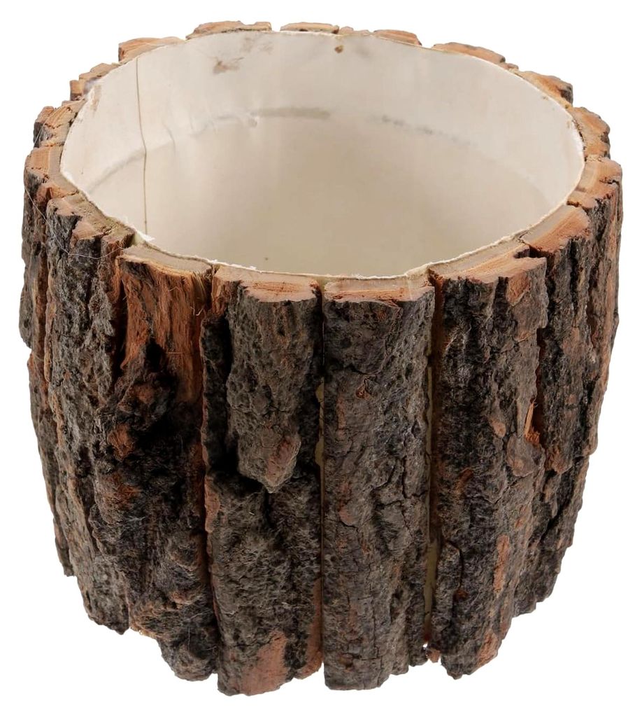 Rustikaler Blumenkübel aus Holzrinde für Innen und Außen