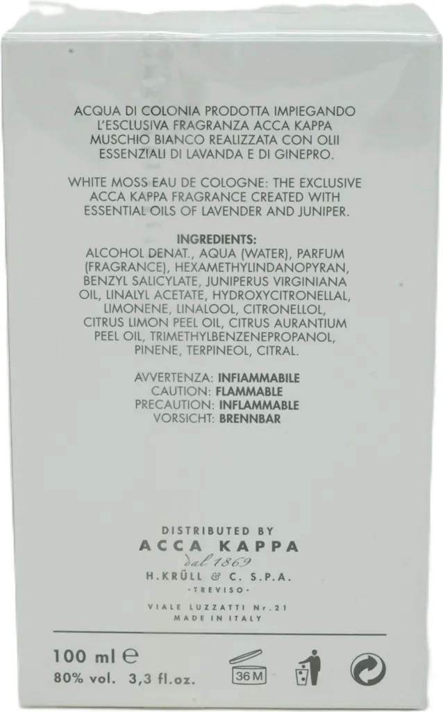 Acca Kappa White Moss Eau de Cologne en Spray 100ml - Muschio Bianco