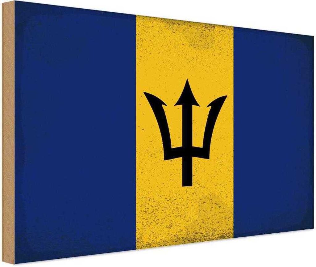 vianmo Holzschild 30x40 cm Barbados Flagge Fahne Wappen