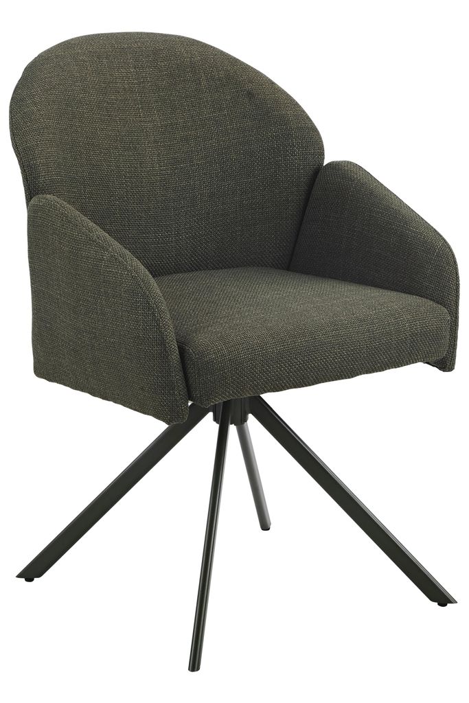 Hela Tische, 1er Pack Armlehnstuhl Holly 360° drehbar, Bezug Webstoff Grün, Ovalrohr-Metallgestell Grün, KOMFORT-RÜCKEN swing back, 120kg belas...