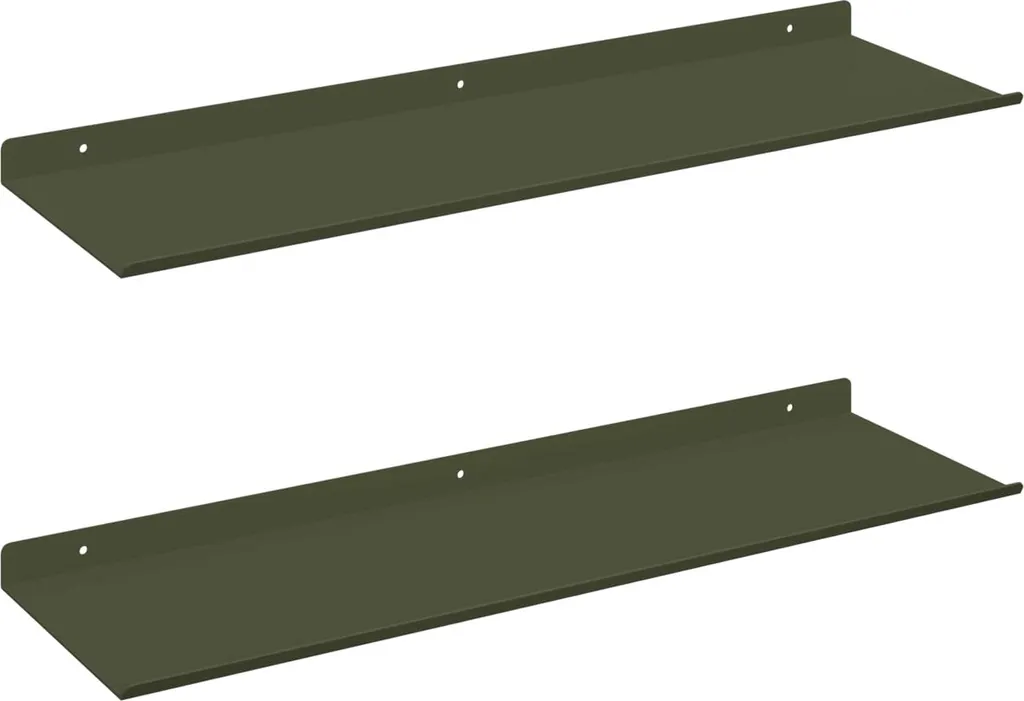 vidaXL Scaffale Sospeso Verde Oliva - Set 2 Mensole 60x18 cm Eleganti