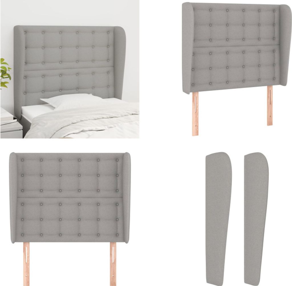 vidaXL Kopfteil mit Ohren Hellgrau 83x23x118/128 cm Stoff - Kopfteil - Kopfteile - Bett-Kopfteil - Bettkopfteil