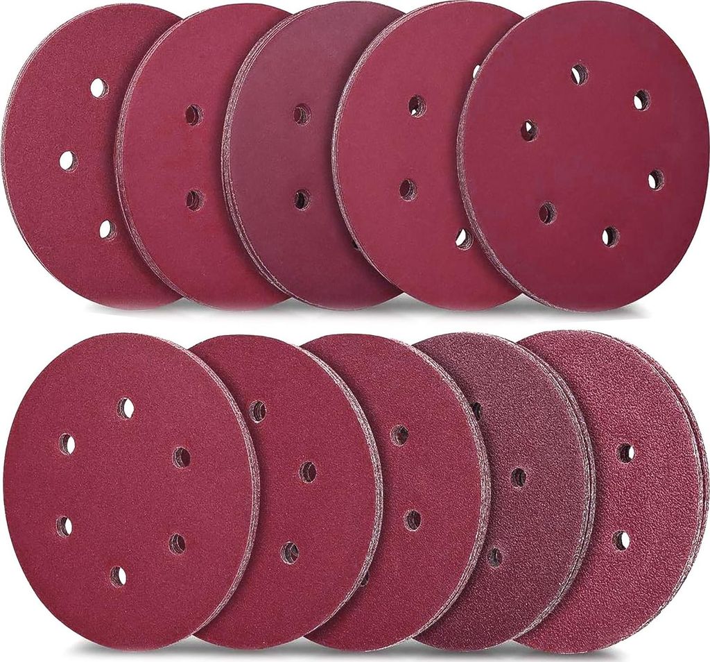 Intirilife 100x Schleifpapier für 6 Loch Exzenterschleifer mit 150mm Klett - Schleifscheibe mit verschiedener Körnung - Jeweils 10x P40 / P60 / P...