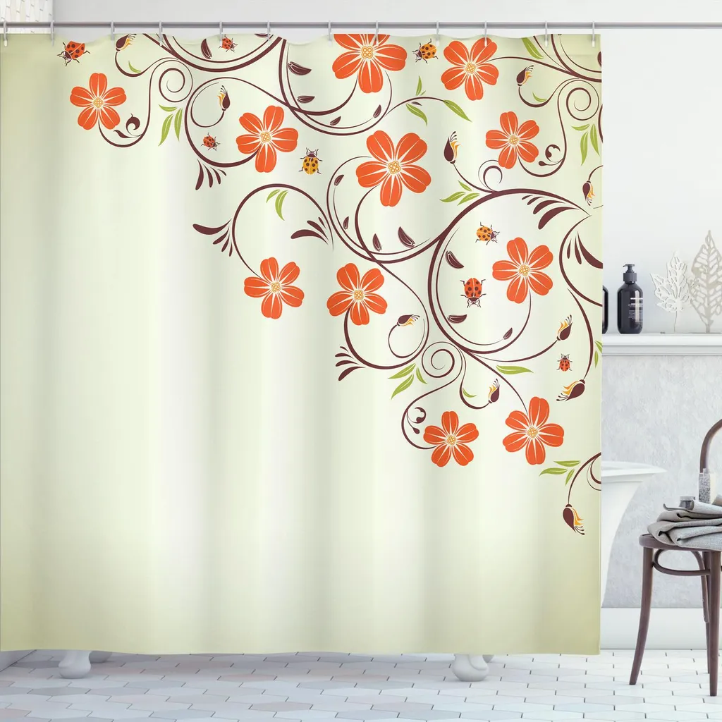 BTTN Tenda da doccia lunga 182 x 200 cm, in tessuto pesante con design rustico a righe e nappe, stile bohémien, impermeabile, con 12 ganci, colore bianco