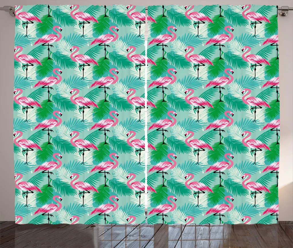 Rideaux de Salon Imprimés Flamants Roses Universels 280x225 cm