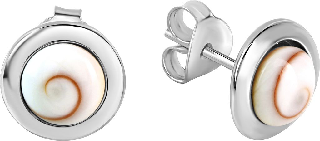 Zeeme Pearls Ohrringe 925/- Sterling Silber 1,5cm weiß Muschel weiß 342220042