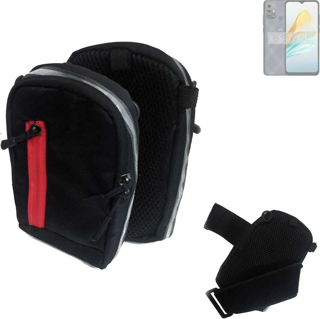 K-S-Trade Outdoor Gürteltasche Holster Umhängetasche kompatibel mit ZTE Blade A53 Pro schwarz Handy Tasche Case travelbag Schutz Hülle Handy Hülle