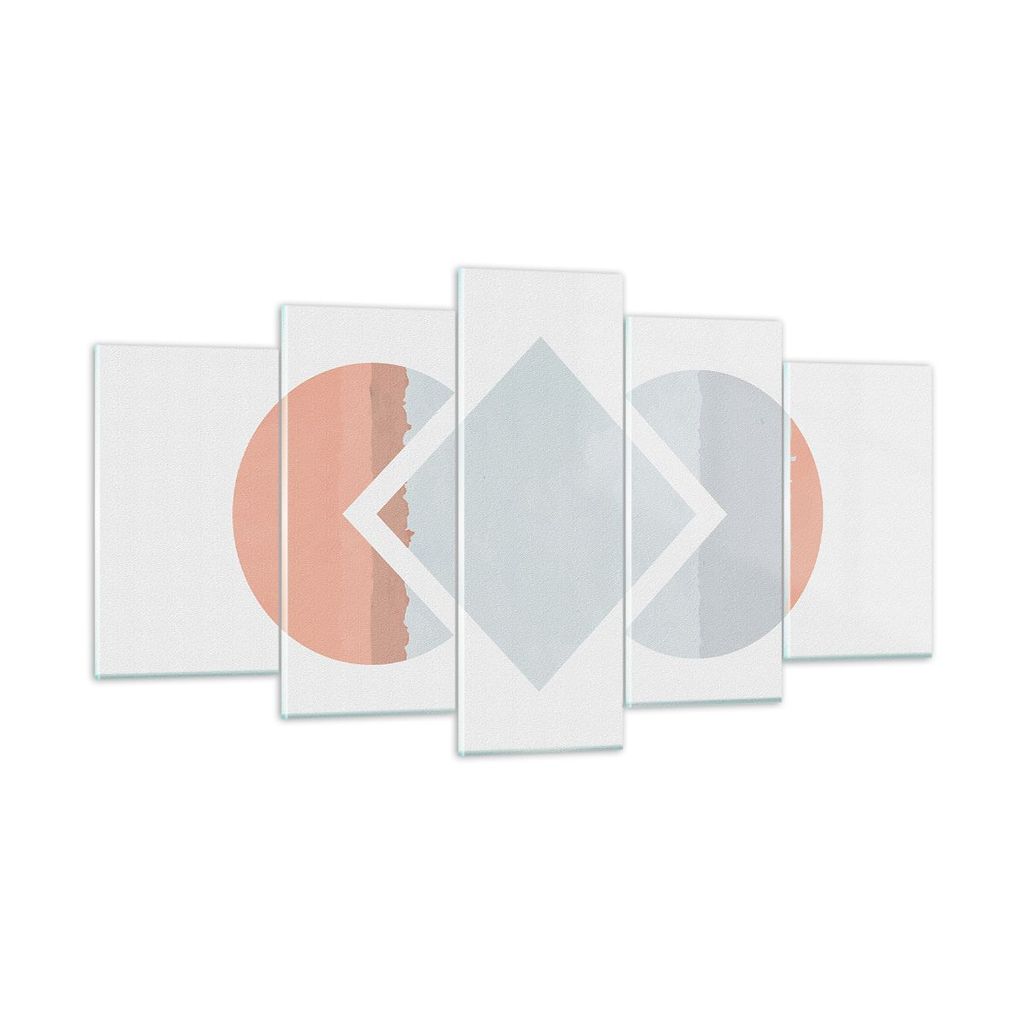 Bilder auf glas - 5 Teile - Stück Geometrisch Diamant - 160x85cm - Glasbilder - Wandbilder - Bilder - zum Aufhängen bereit - Wanddekoration aus G...