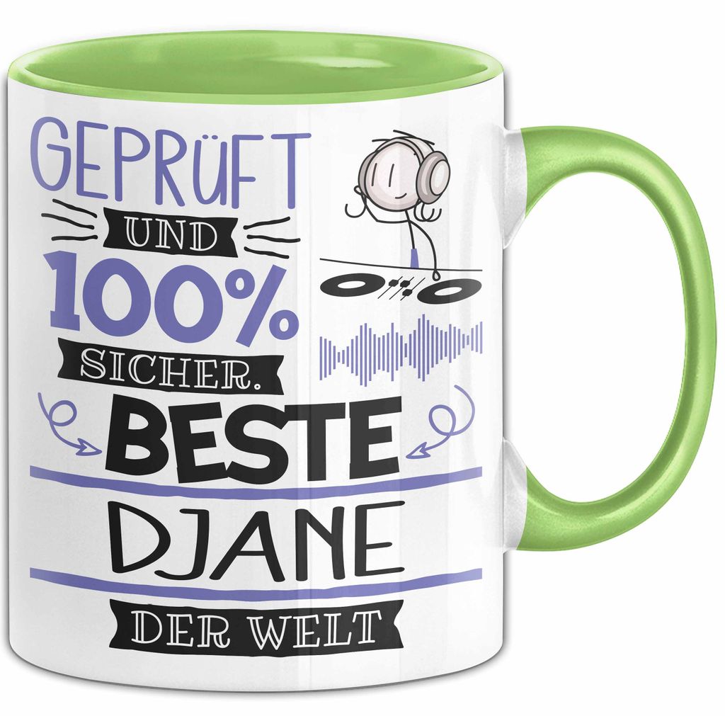 Beste DJane Der Welt Tasse Geschenk für Eine DJane Und Sicher Geschenkidee Geburtstag Weihnachten (Grün)