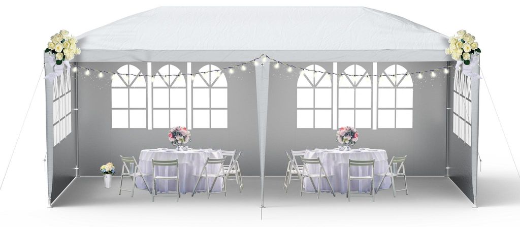 QEENTOE, gazebo da giardino 3x6 metri, grigio, tenda in Immagine del prodotto 