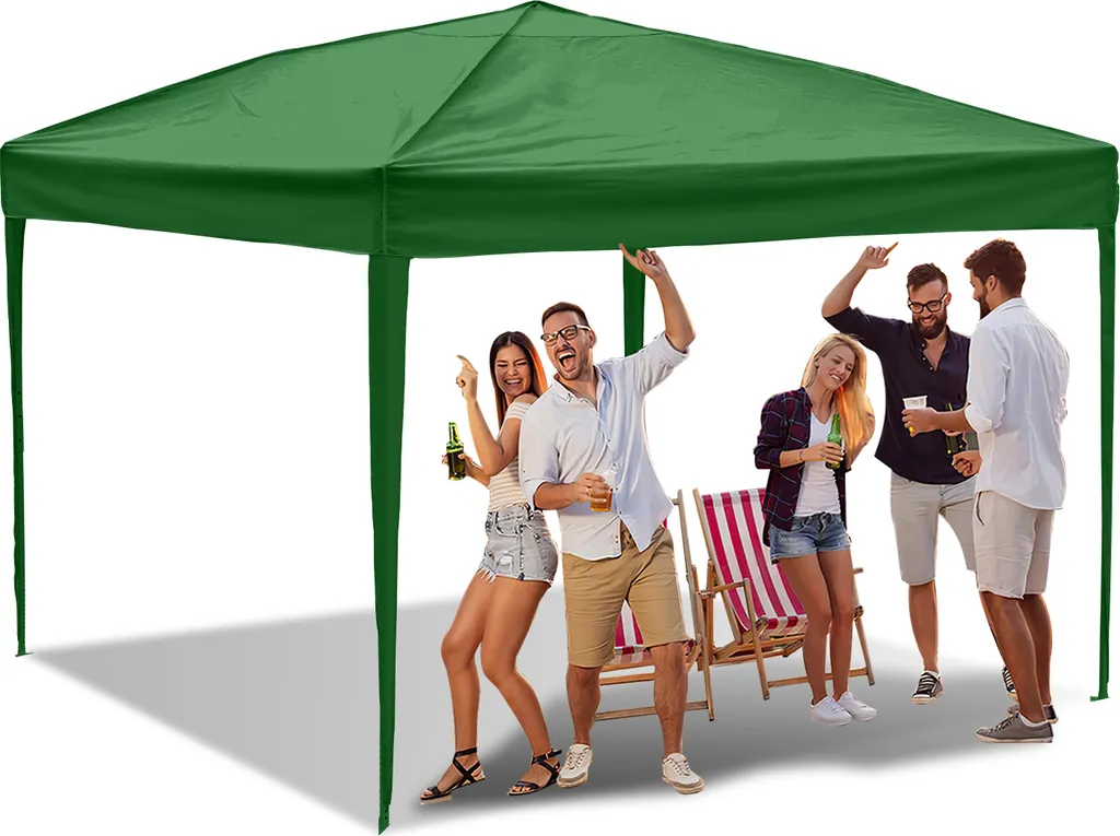 TolleTour gazebo pieghevole 3 x 3 m gazebo pieghevole da giardino, protezione UV 50+ gazebo e tende per feste senza lati verde